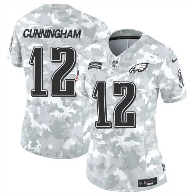 Women%27s Philadelphia Eagles #12 Randall Cunningham 2024 F.U.S.E Arctic Camo Salute To Service Limited Stitched Jersey Dzhi